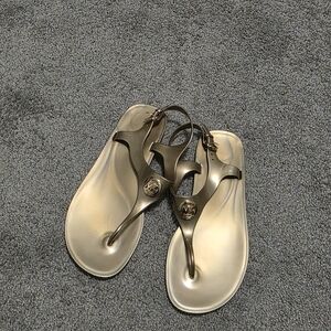 Michael Kors Gold Jelly Thong Sandals - Women's 9
